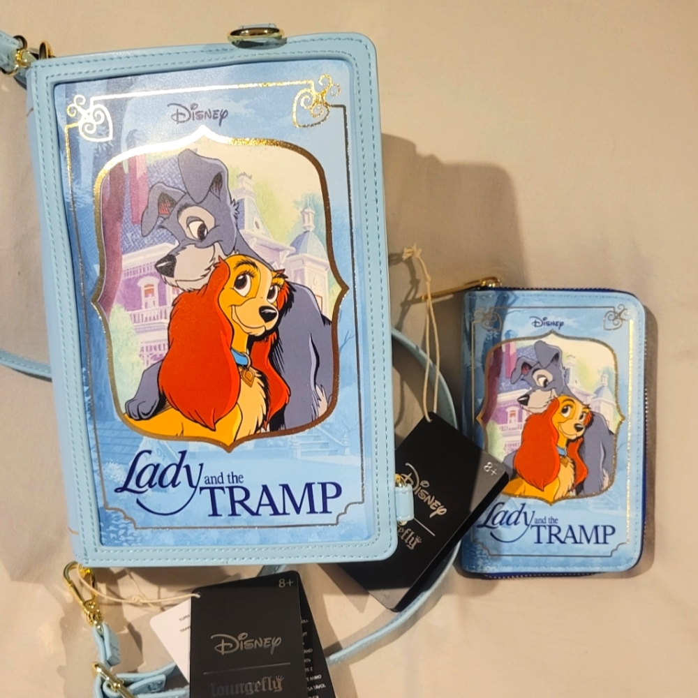 NWT Disney Loungefly Lady Tramp book purse wallet